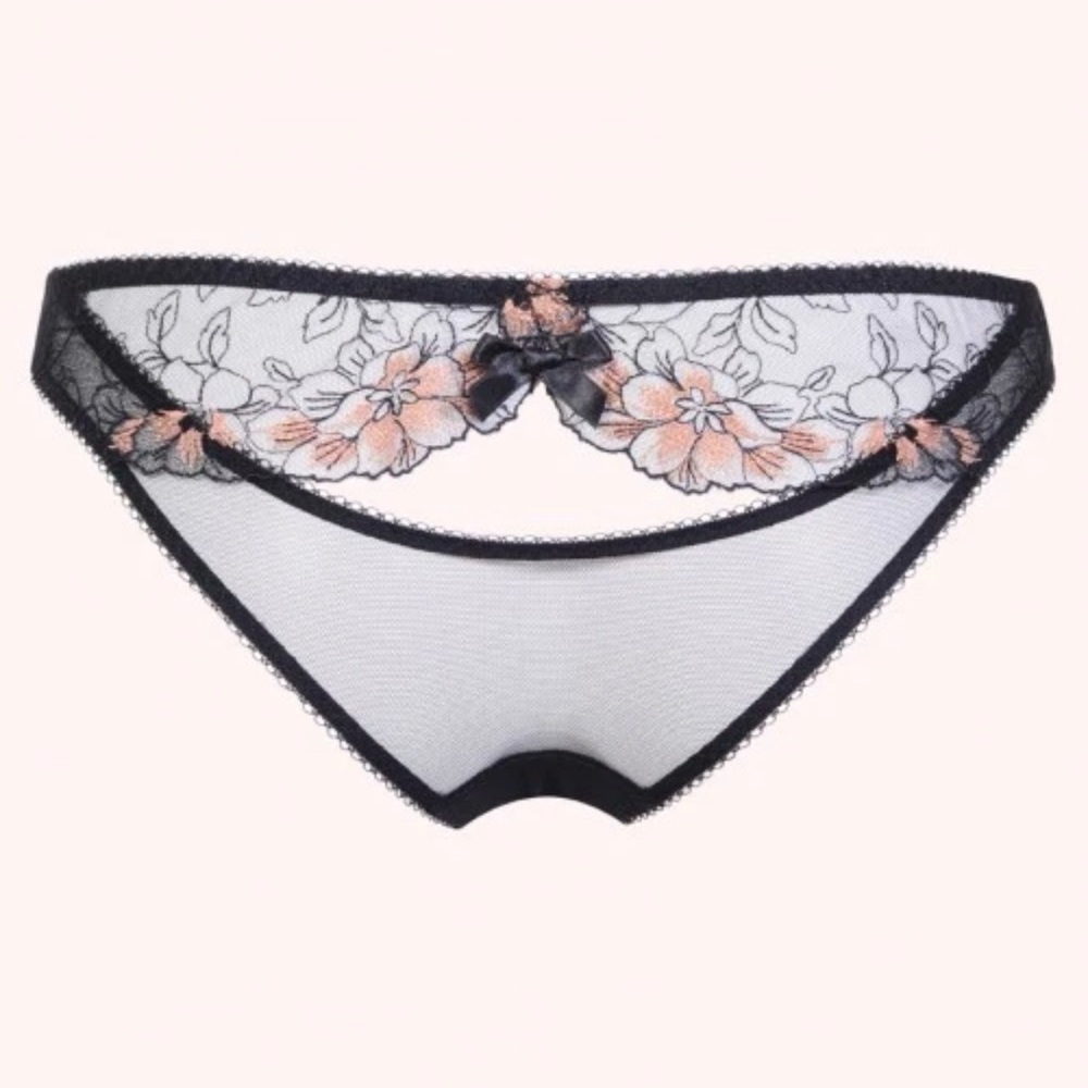 Agent Provocateur Laleh Black & Bronze Net Floral Lace Brief 4/8-10 View 5